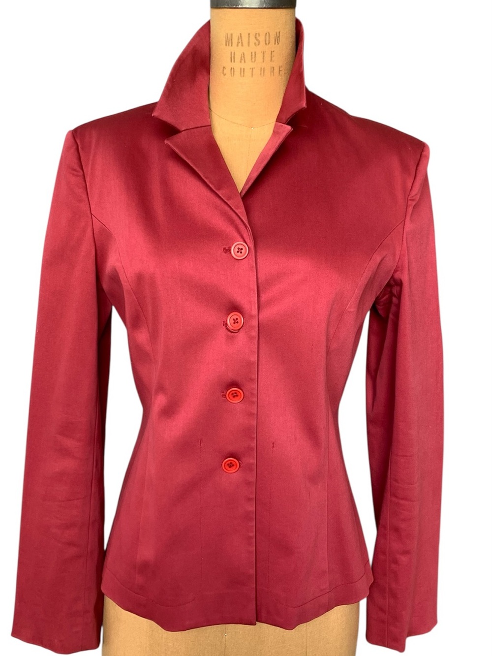 Tristan Deep Red Tailored Button-Front Blazer